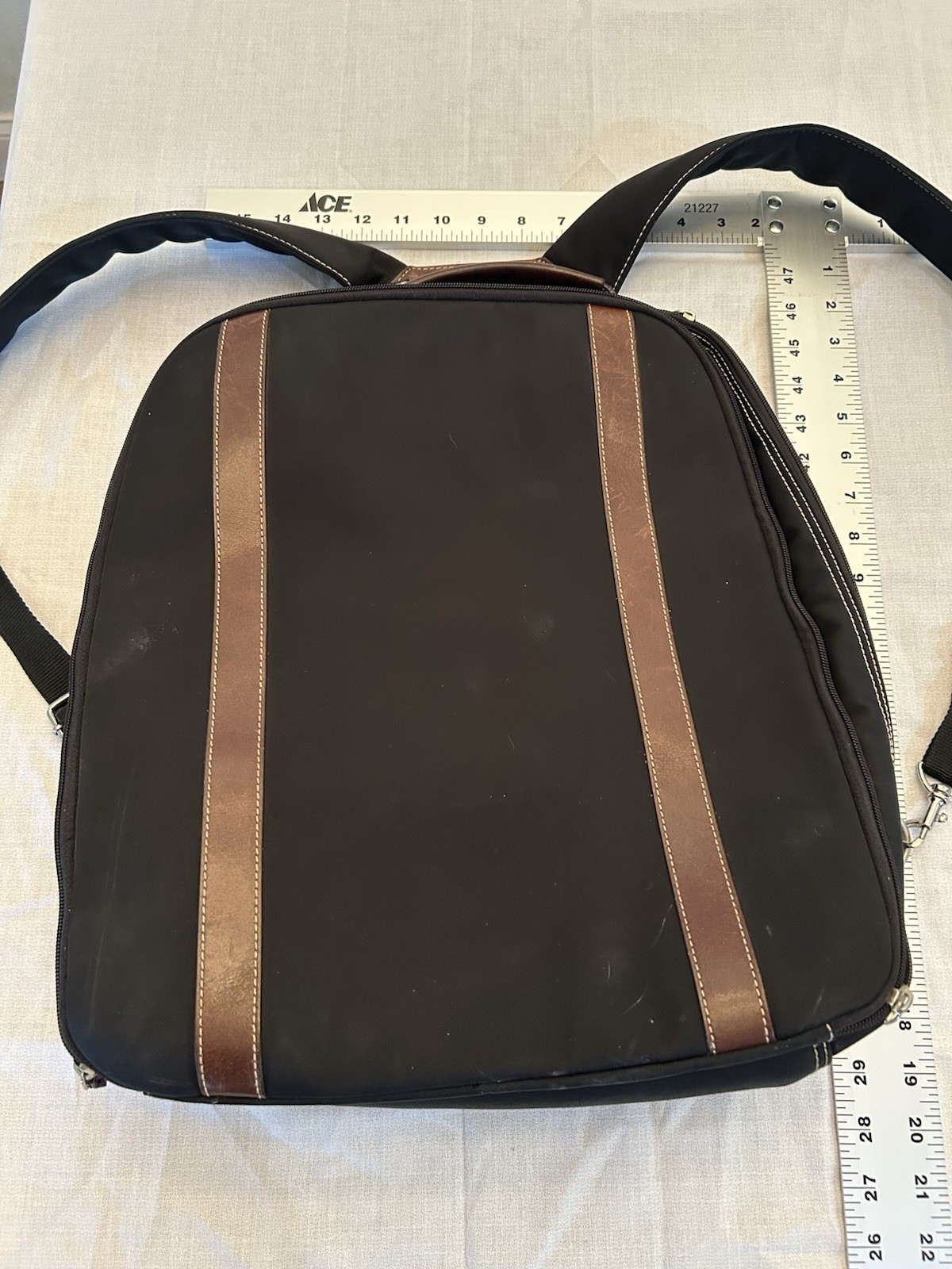Levenger Compact Laptop backpack ~ Black/Brown