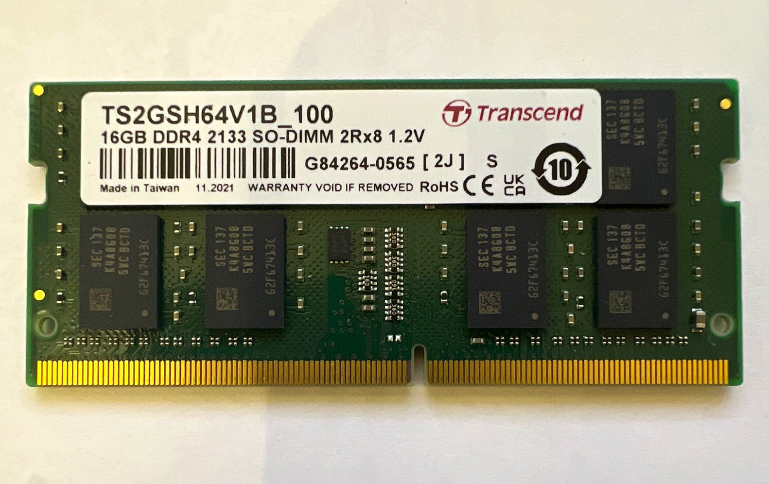 Transcend 16GB DDR4 2133 SO-DIMM 2Rx8 Laptop RAM TS2GSH64V1B