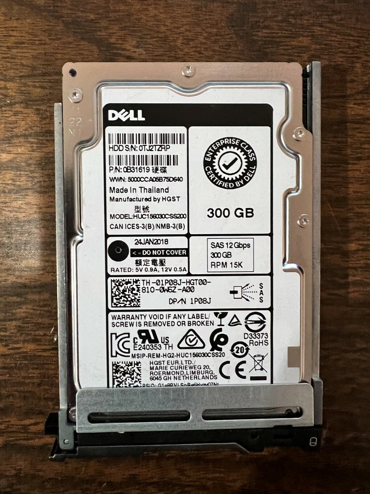 1P08J 01P08J DELL 300GB 15K 12Gbps 2.5in HDD HUC156030CSS200