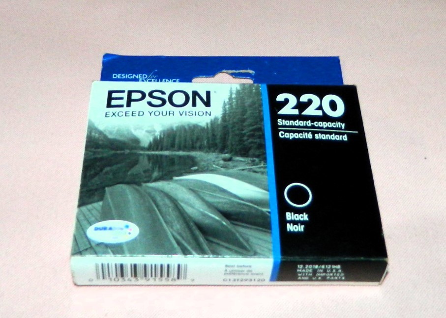 Epson 220 (T220120-S) Durabrite Ultra Black Ink Cartridge New Expired 12/2018