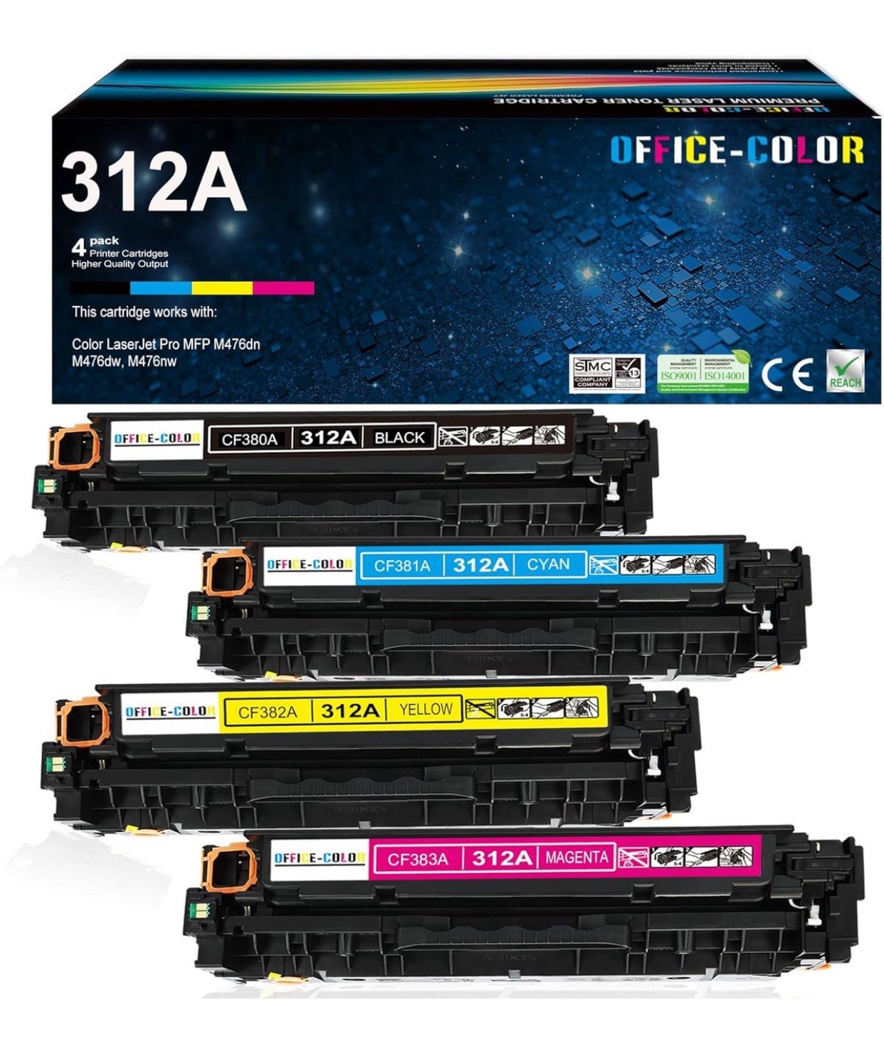 312A Toner Cartridges 4 Pack Repl For HP 312A Toner Comp For HP Laserjet Pro