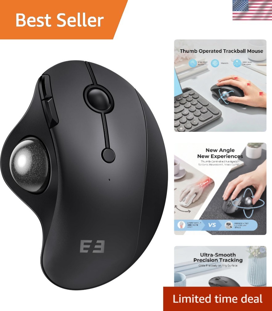 seenda Wireless Trackball Mouse, Ergonomic Bluetooth Rollerball Mouse,Black