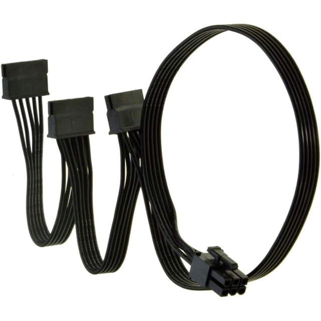 6 Pin to 3X SATA Power Adapter Cable for Thermaltake Modular PSU – Compatible