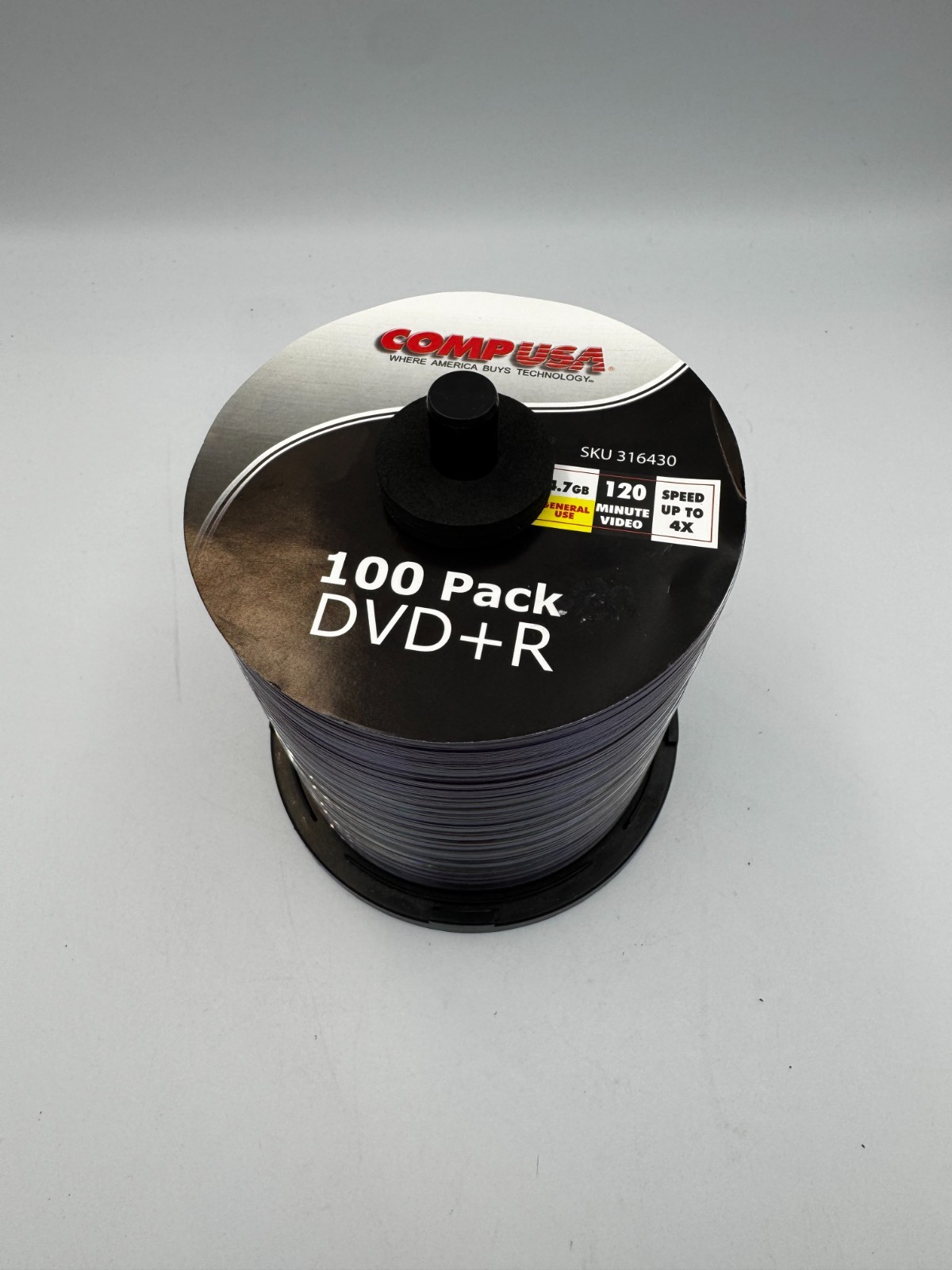 CompUSA DVD+R 4.7GB 16x Blank Recordable Discs – New, Unused, Open Box (95 pack)