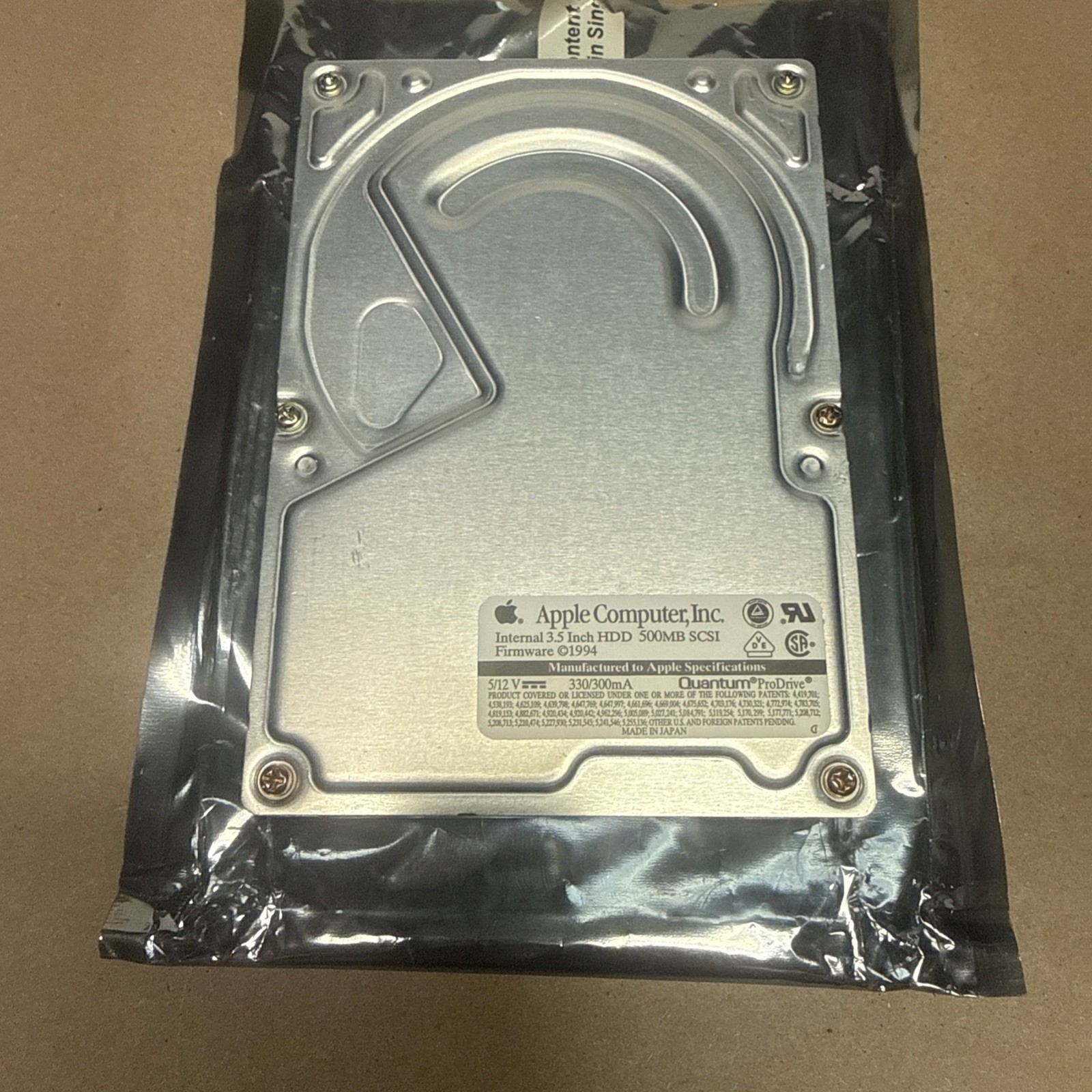Apple Computer Quantum  ProDrive 500mb SCSI 3.5 Hard Drive 655-0272 - Untested