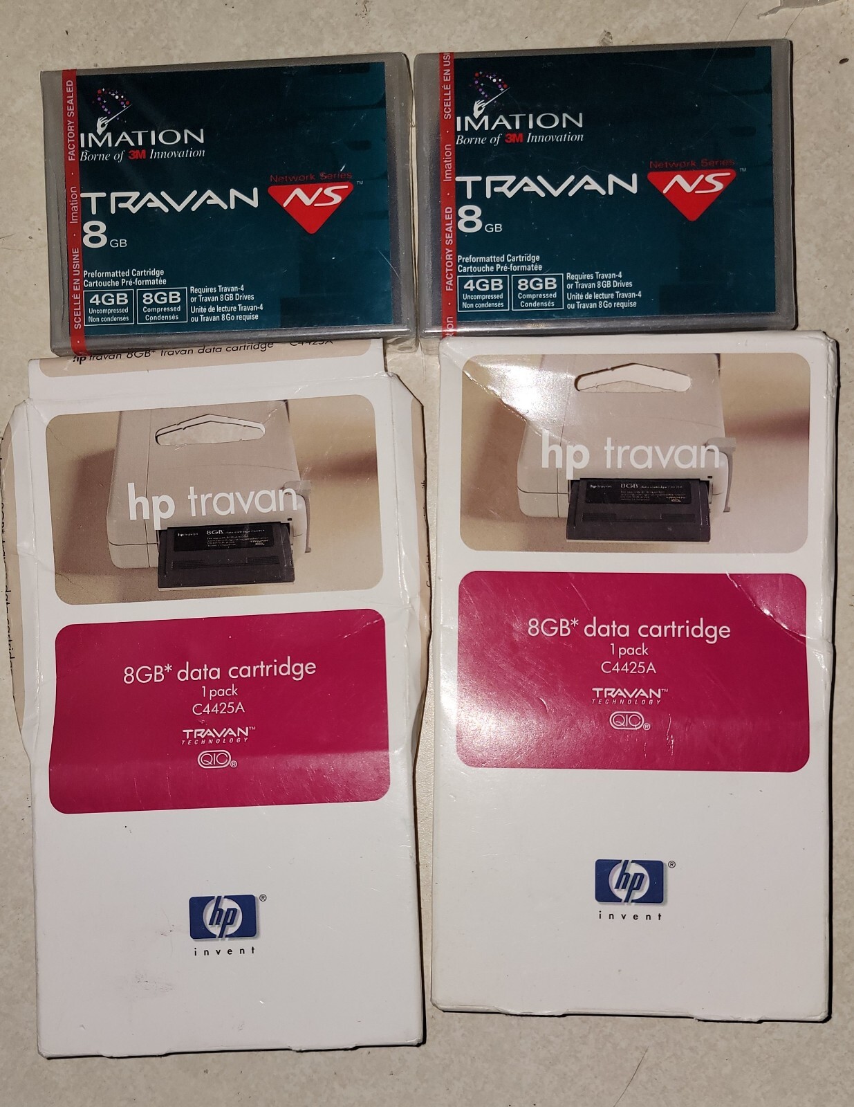 4-Pack (2) C4425A, (2) Imation Travan TR-4 4 8GB Data Cartridges