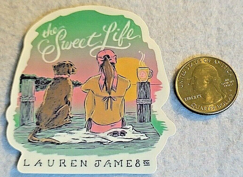 The Sweet Life Gift Sitting On End of Dock With Dog With Coffee Sticker Decal 