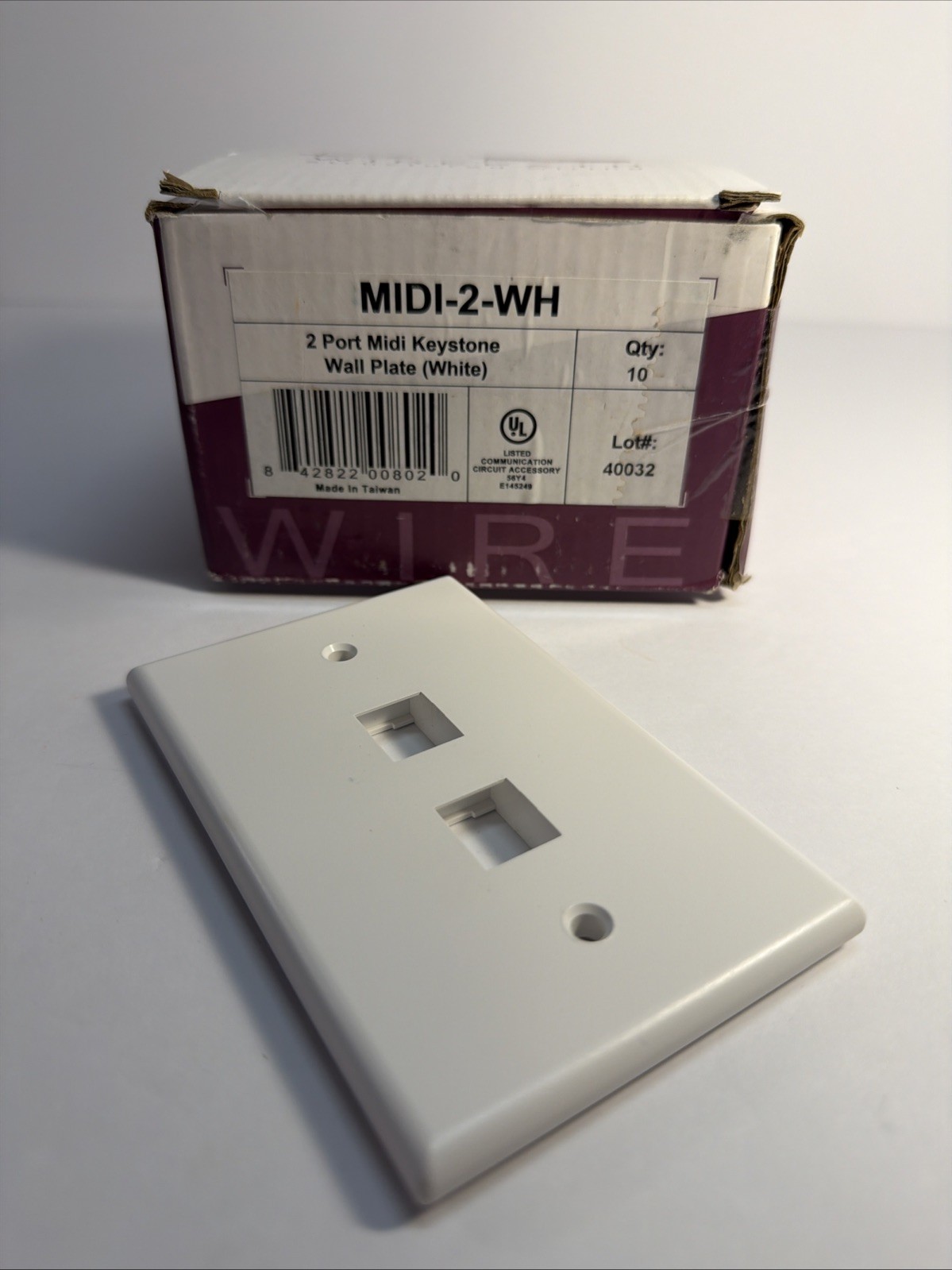 Wirepath Wall Plate 2 Port Midi Keystone White Deco MIDI-2-WH Box of 10