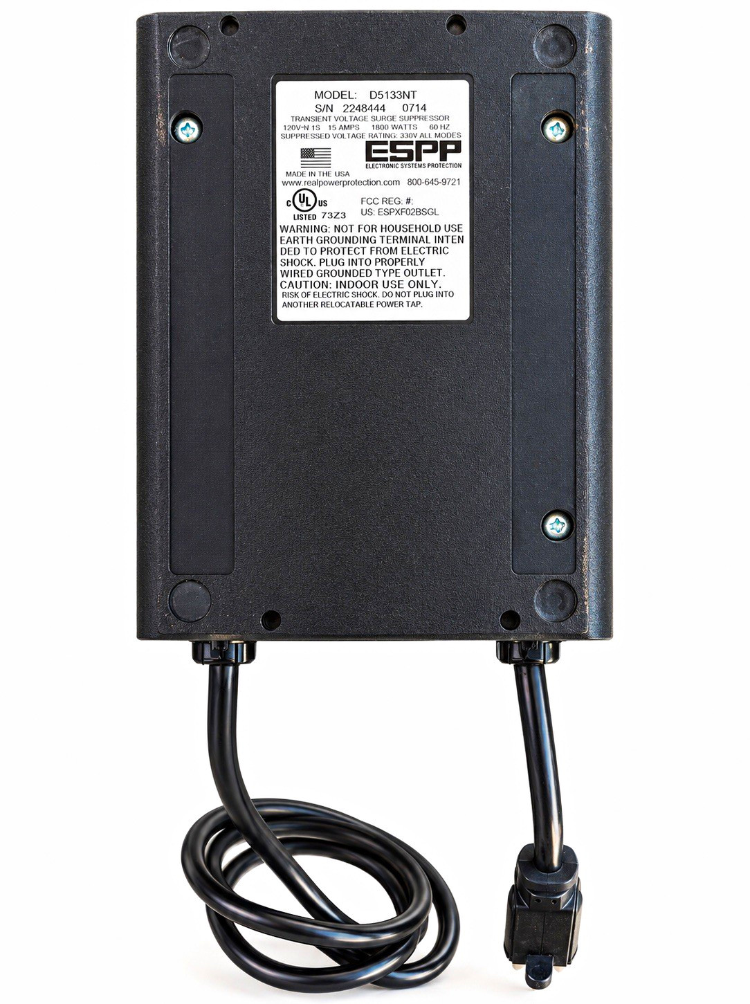 ESP D5133NT Surge Protector Power Strip 8-Outlet 6ft Cord 120V 15A 1800W
