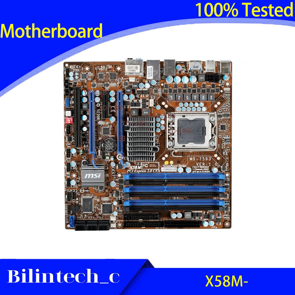 FOR MSI X58M X58 Motherboard Supports i7-980 i7-920 i7-960 W3502 LGA1366 32GB