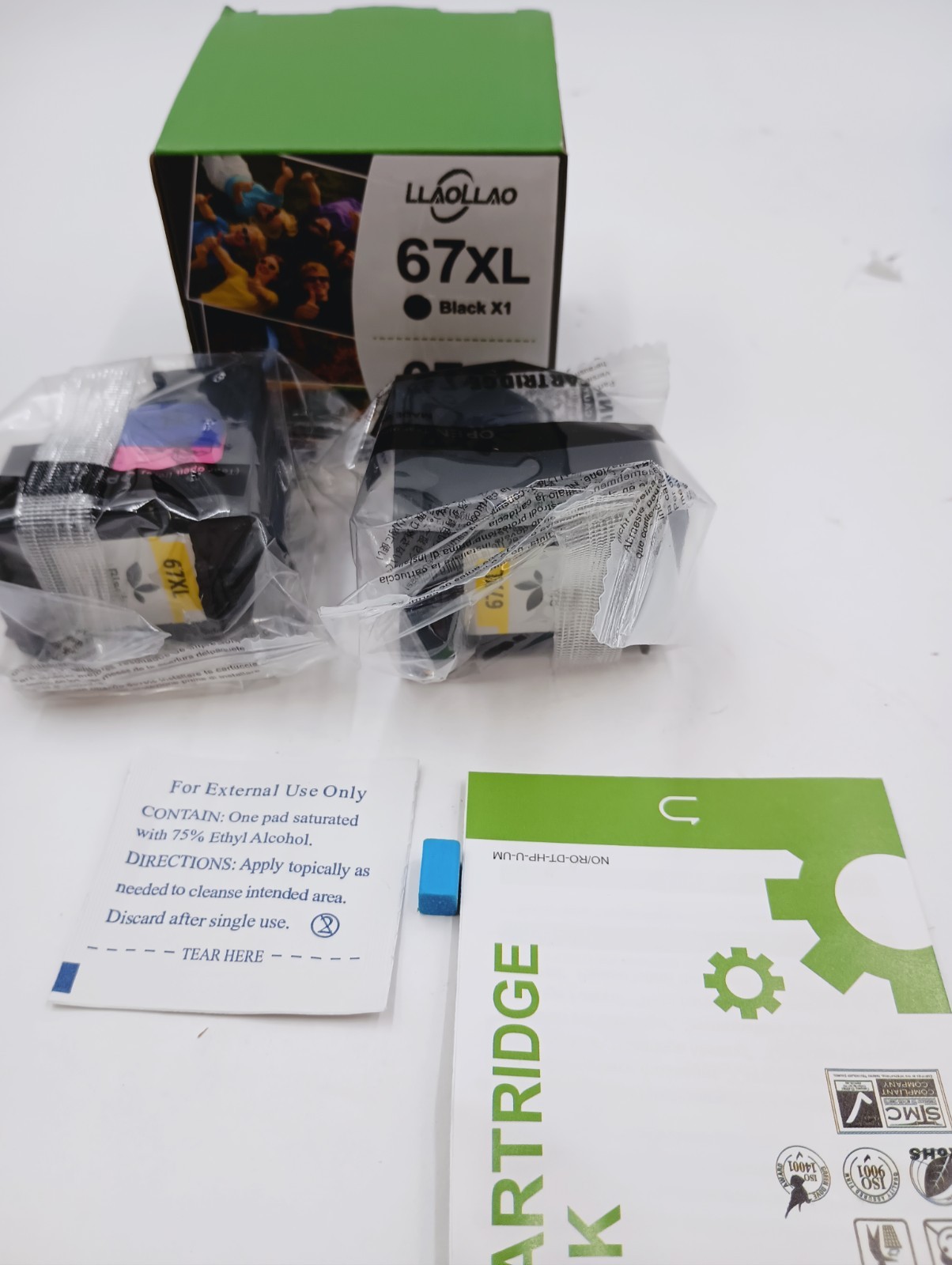 LLAOLLAO 67XL 2 PACK BLACK REPLACEMENT INK CARTRIDGES FOR HP SEALED BAGS