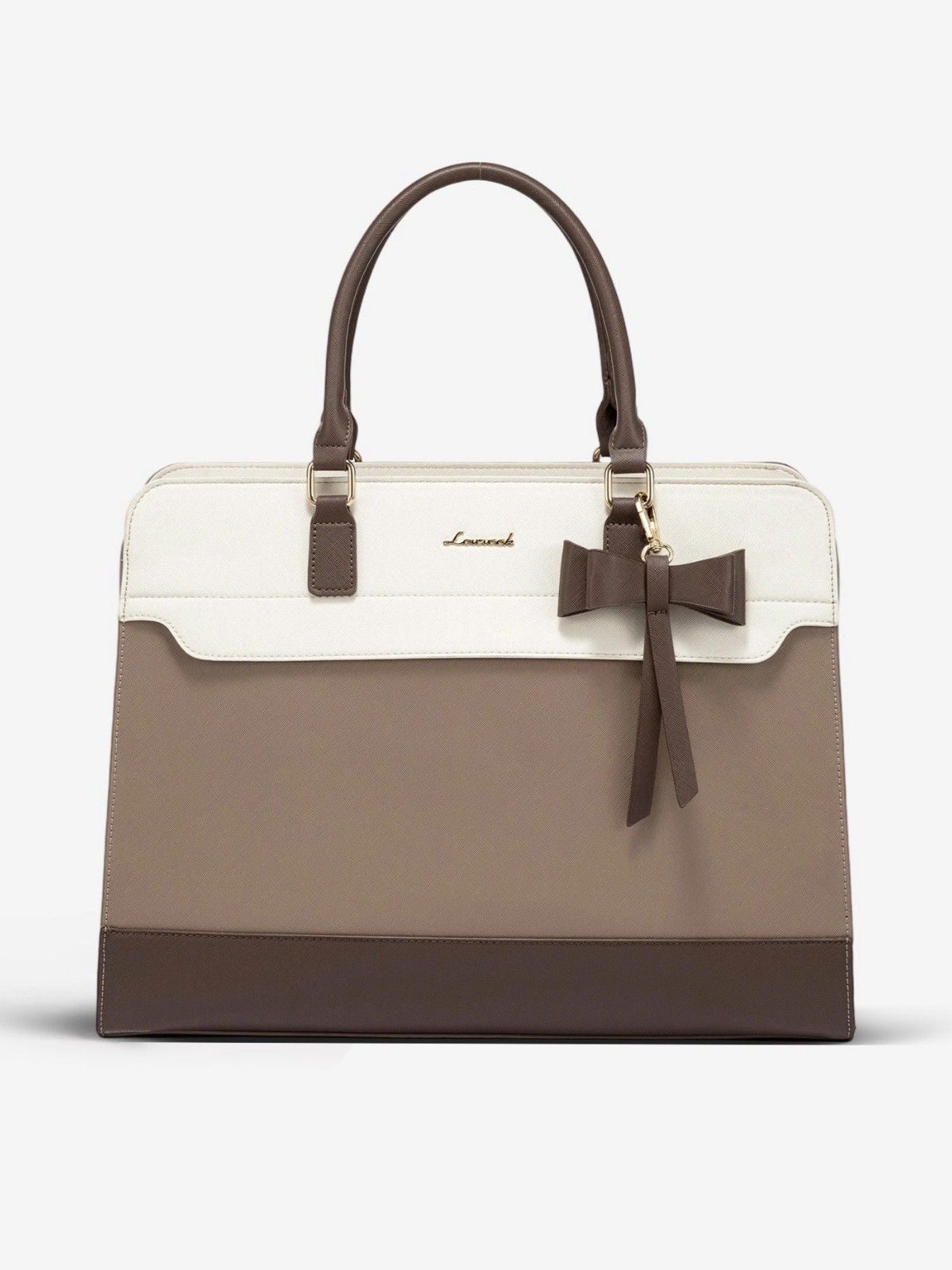 LOVEVOOK Laptop Tote Bag for Women, Leather Work Bag, Waterproof White/Khaki-NEW