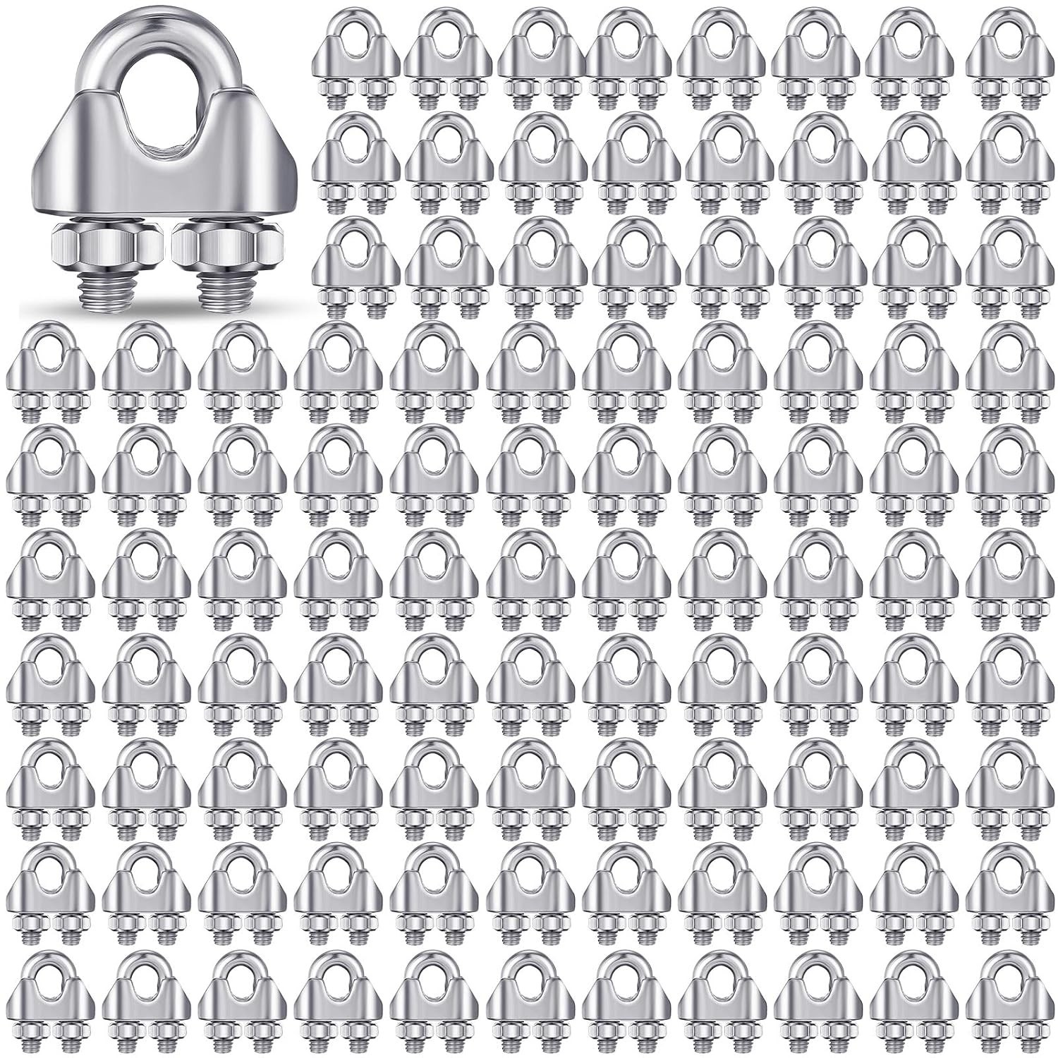 100 Pcs 1/8 Inch M3 304 Stainless Steel Cable Wire Rope Clamps