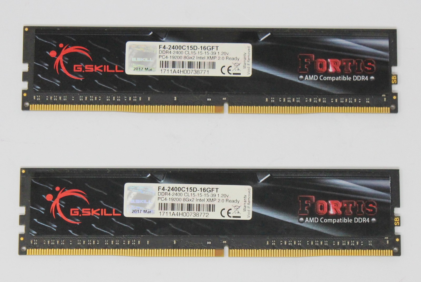 G.Skill Fortis 16GB (2x8GB) F4-2400C15D-16GFT PC4-19200 DDR4-2400 RAM (#39590)