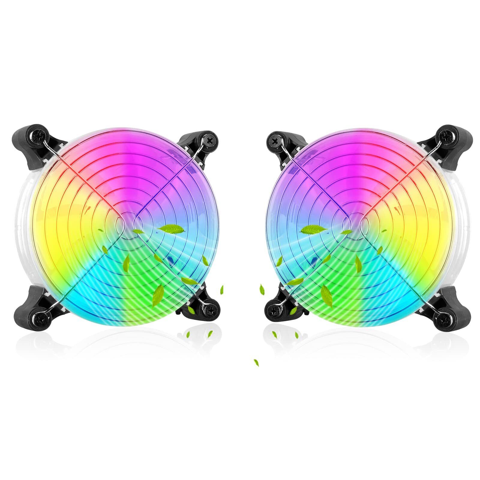 2-Pack USB Computer Cooling Fan 5v 120mm Small Transparent Quiet led RGB Colo...