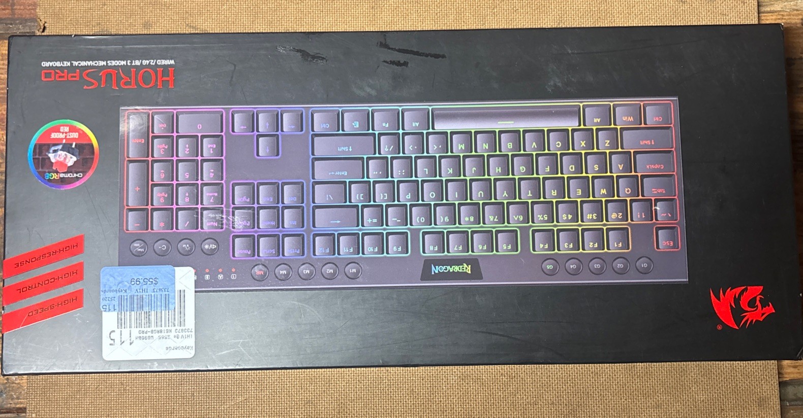 Redragon Horus Pro Keyboard 2.4G/BT/or Wired Mechanical Gaming New