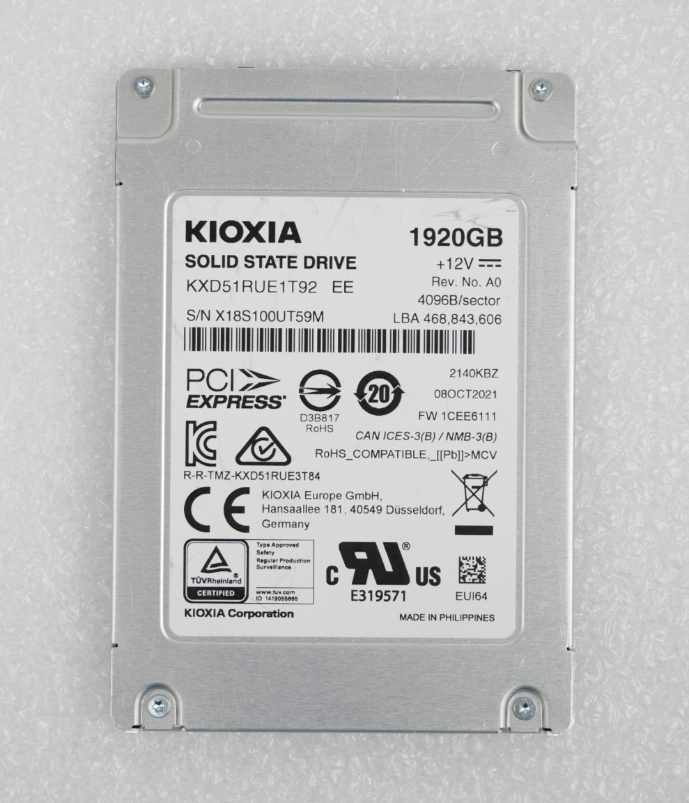 KIOXIA KXD51RUE1T92 1.92TB NVMe Gen3 2.5" Solid State Drive SSD *100% HEALTH*