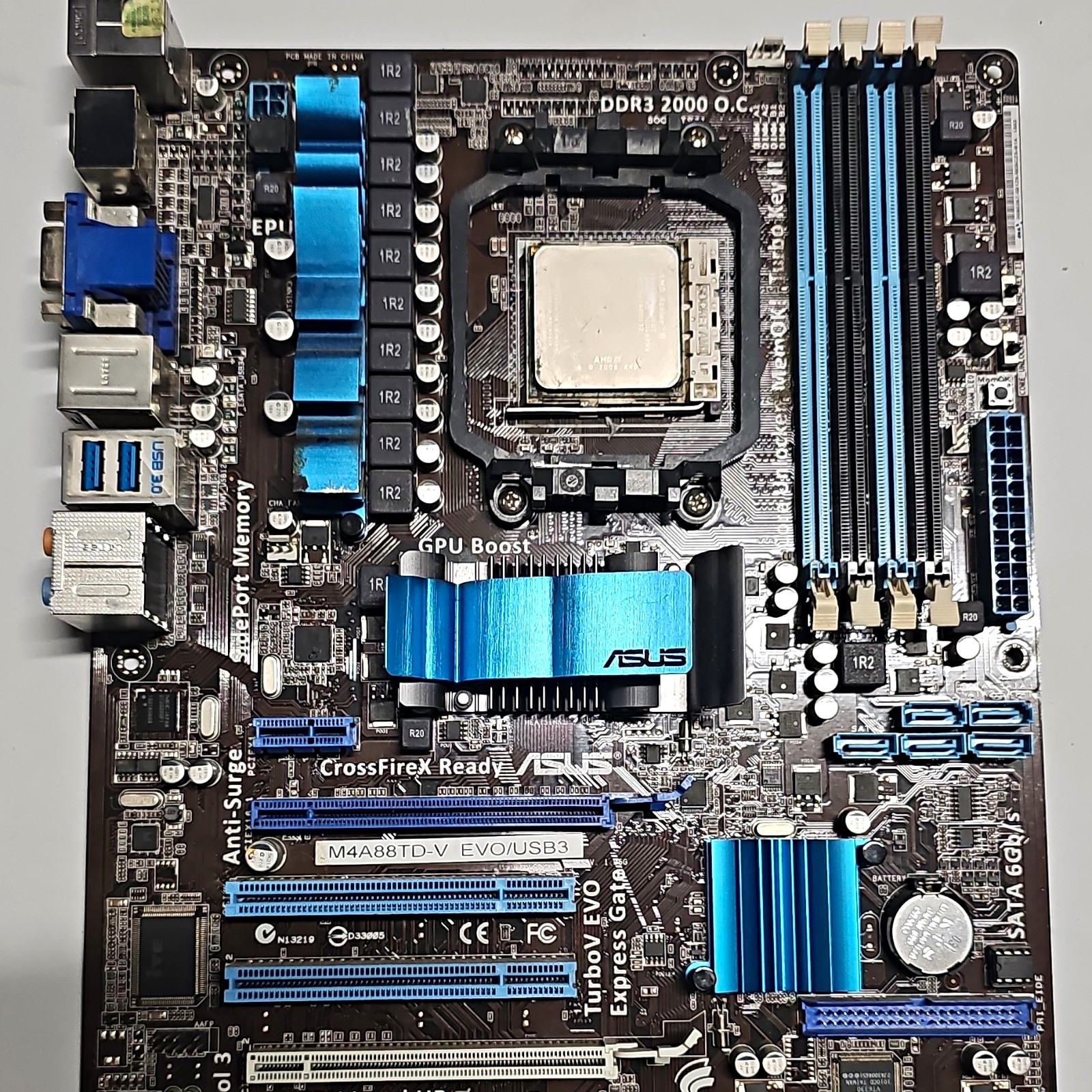 ASUS M4A88TD-V EVO/USB3 ATX Socket AM3 AMD DDR3 4DIMM USB3 DVI VGA Working