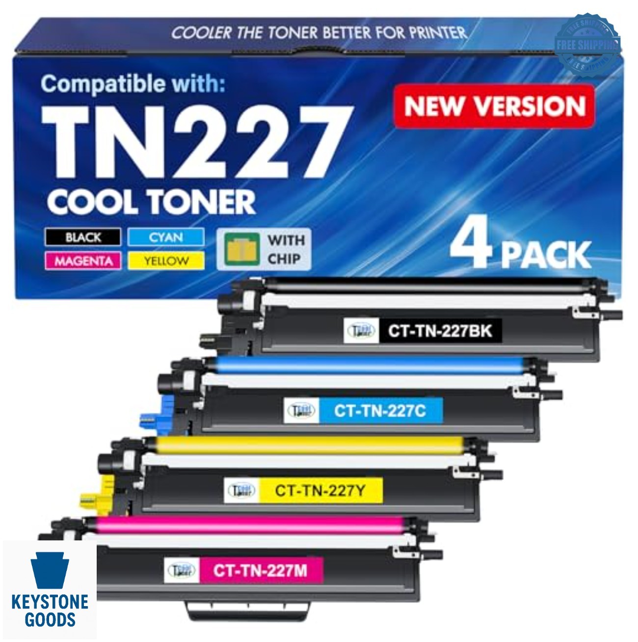 Toner Cartridge 4 Pack High Yield Black Cyan Magenta Yellow for Printer
