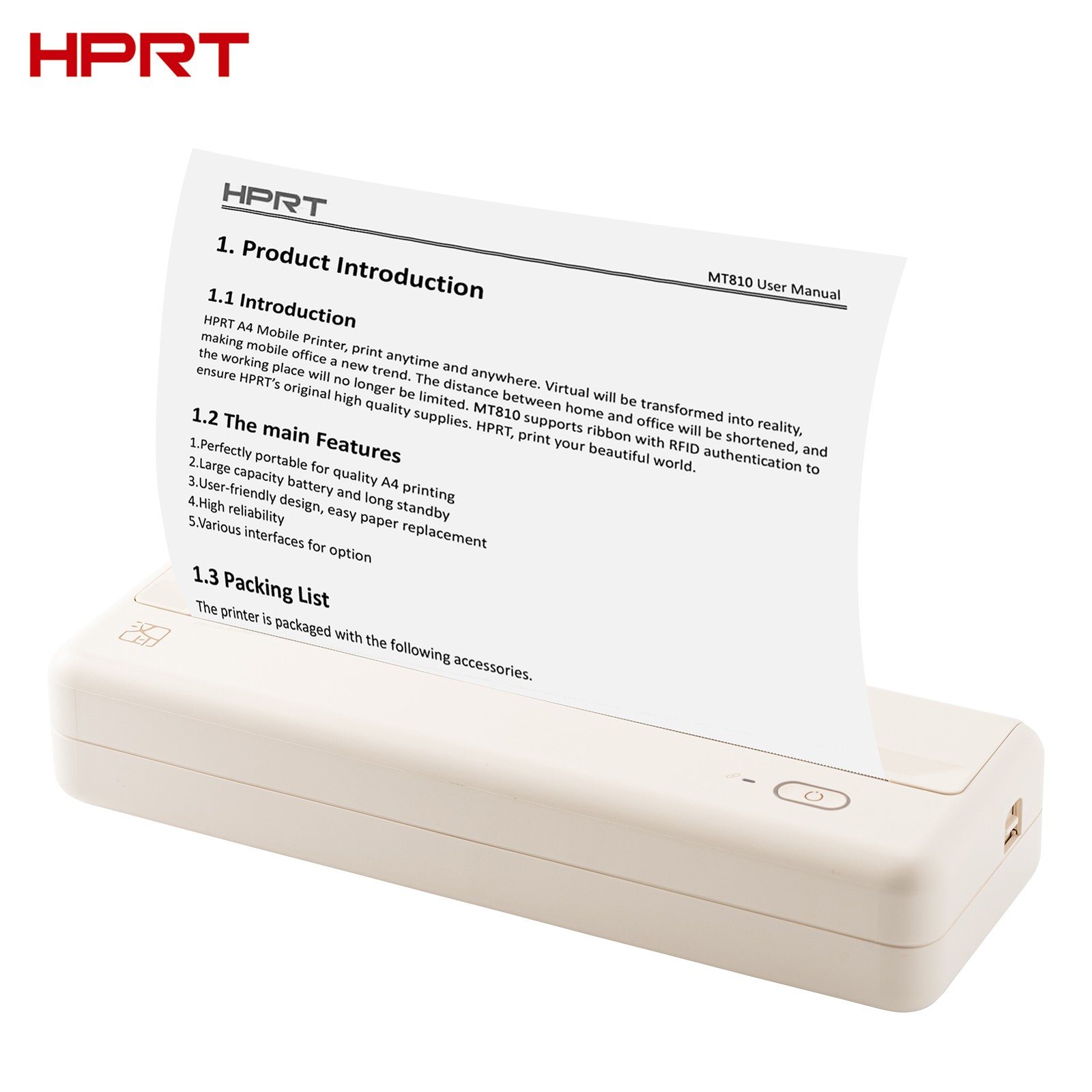 HPRT MT810 Wireless BT A4 Thermal Printer Portable Inkless Compact Printer QKXW