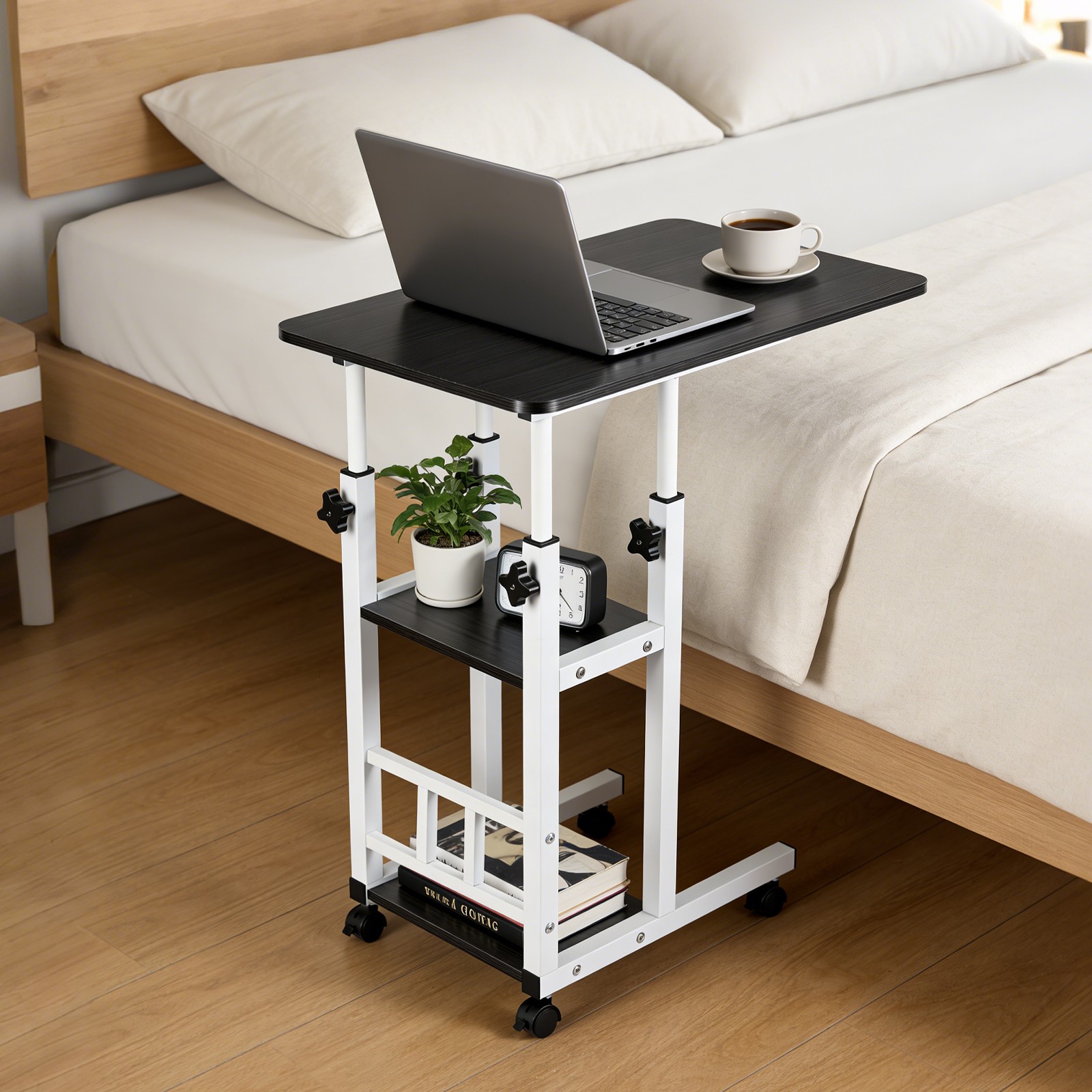 Rolling Laptop Desk Adjustable Notebook Computer Stand Bed Sofa Table Food Tray
