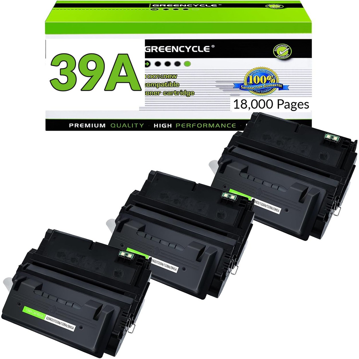 3PK High Yield Q1339A 39A Toner Compatible with HP LaserJet 4300tn 4300dtn 4300d