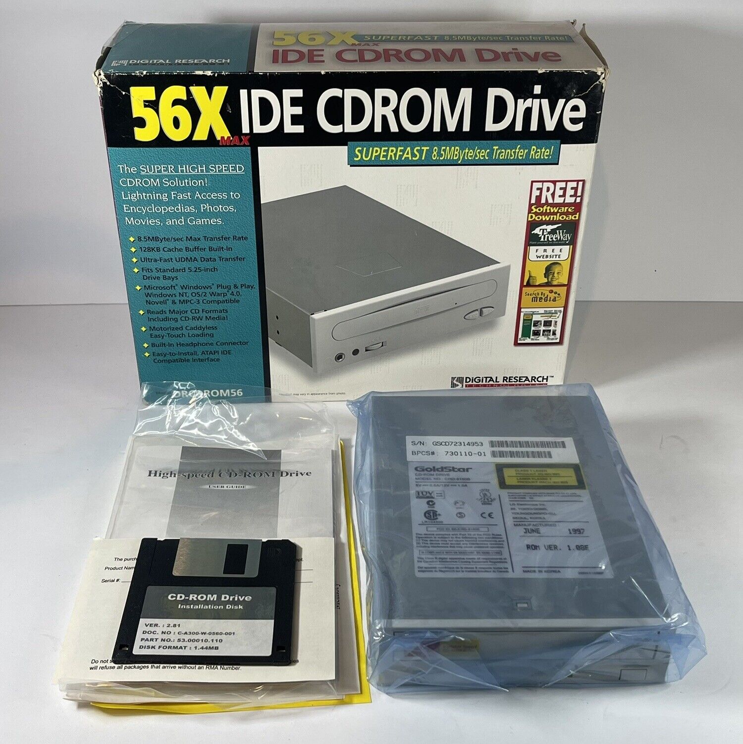 New In Box Digital Research 56X IDE CDROM Drive Brand New In Box 
