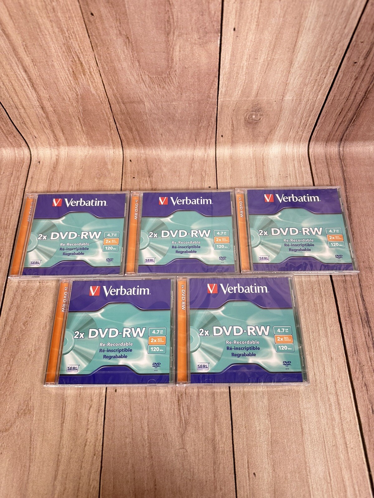 5x Brand New Sealed Verbatim DVD-RW 4.7GB 2x Speed 120 Min DVD CD Disks