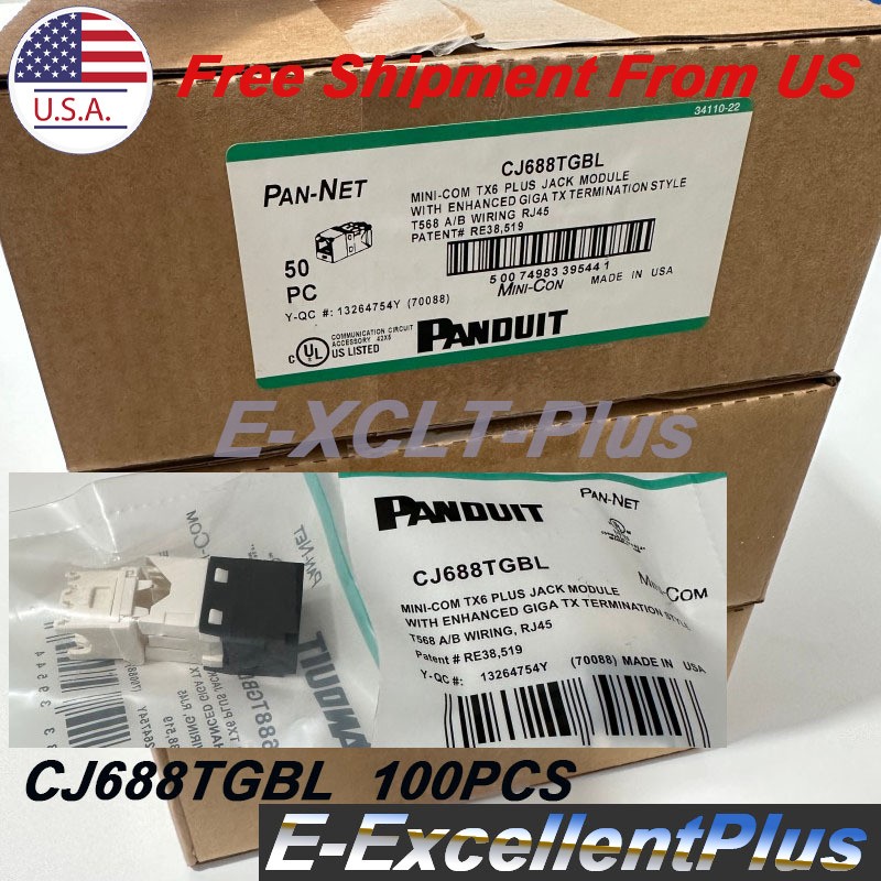 100PCS For Panduit CJ688TGBL GigaTX Cat6 8Position RJ45 Network Jack Module USA
