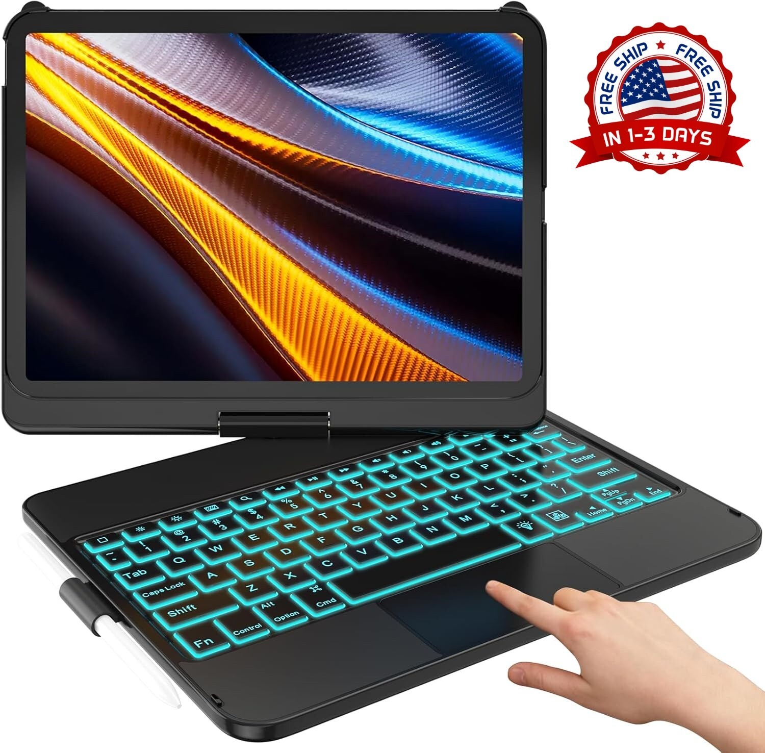 Estuche para iPad 10th (10.9", 2022) con teclado desmontable con portalápices US