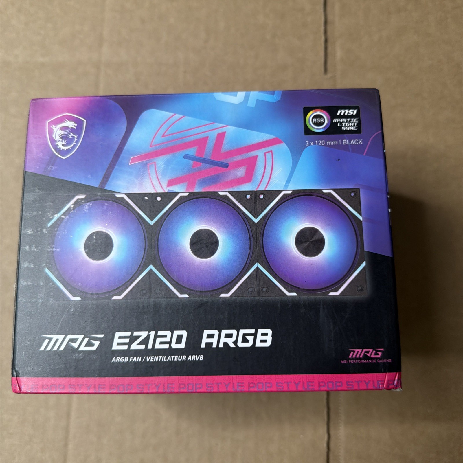 New MSI MPG EZ120 ARGB 3 PACKS FAN 120mm BLACK , 100% NEW