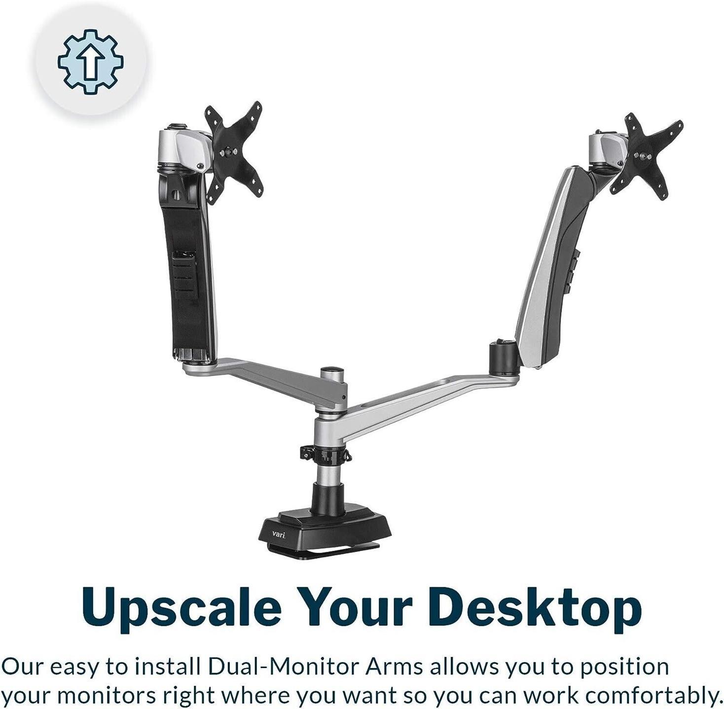 Vari Dual Monitor Arm 48003 VESA Monitor Mount w/ 360 Degree Adjustment 27"
