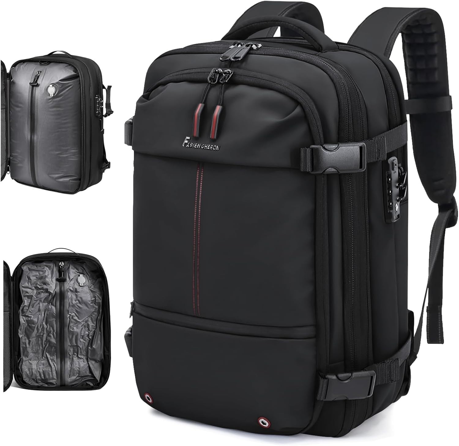 Travel Backpack with Vacuum System,60L Expandable 60L (No Air Pump), Black 
