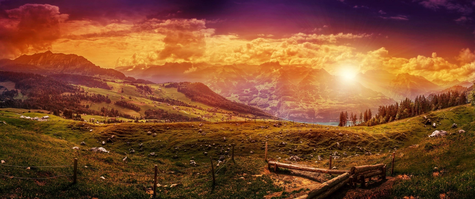 Landscape nature colorful mountains sky Custom Gaming Mat Desk