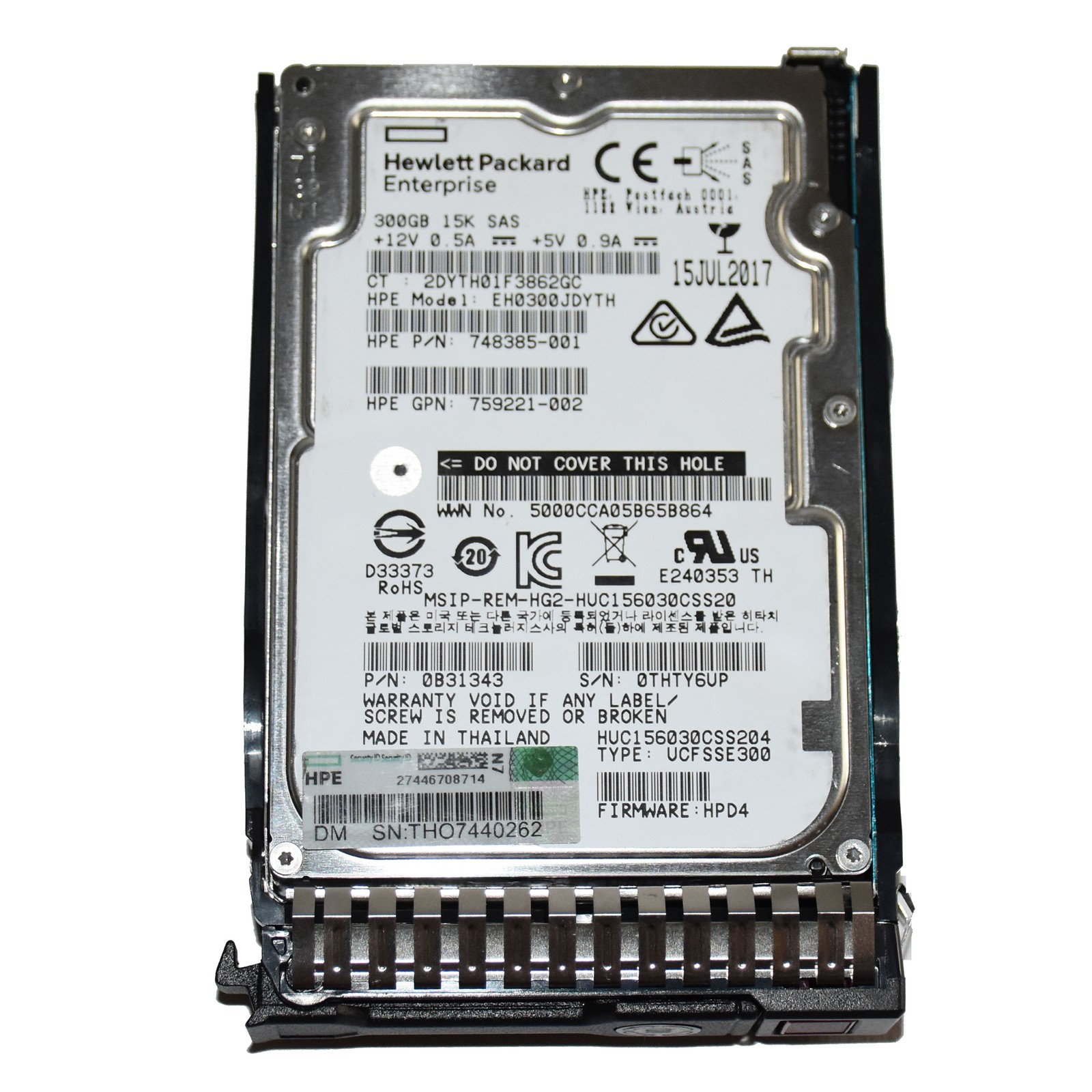 HP HGST HUC156030CSS204 EH0300JDYTH 300GB SAS 12G 15K 2.5" HDD SC 748385-001