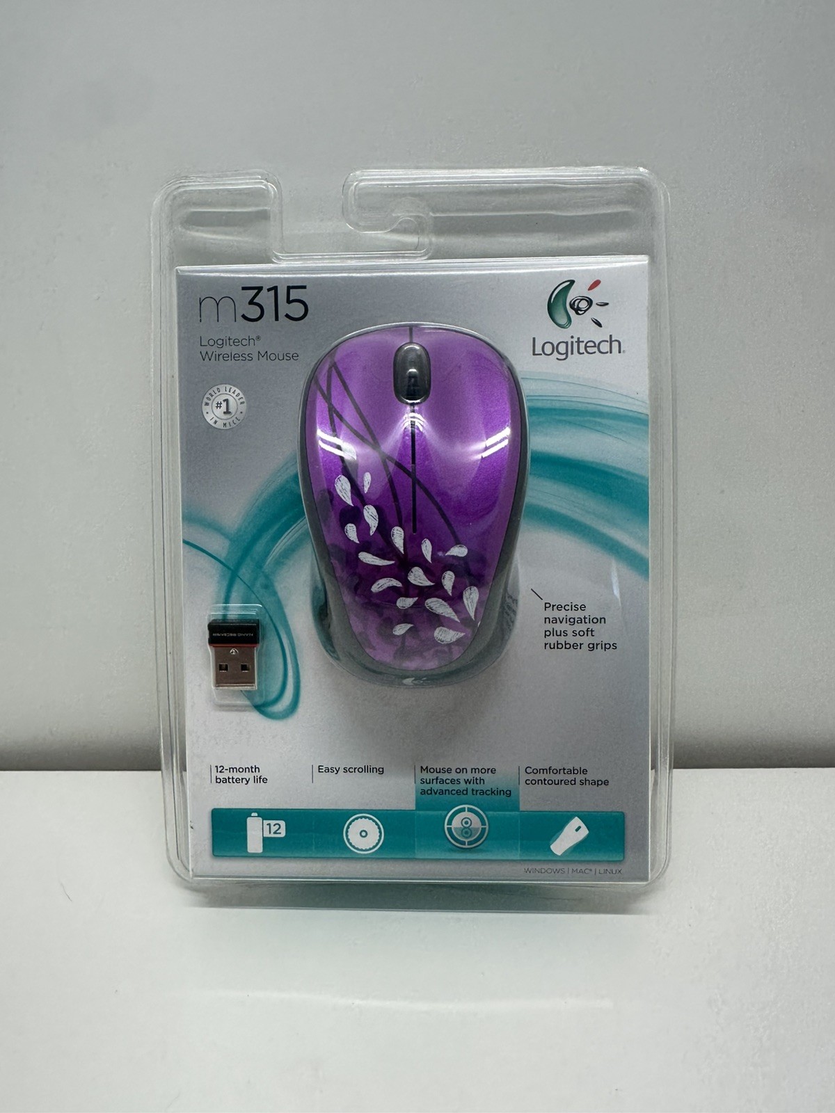 Logitech M315 Wireless Mouse Purple Global Graffiti Collection Artsy Floral NEW