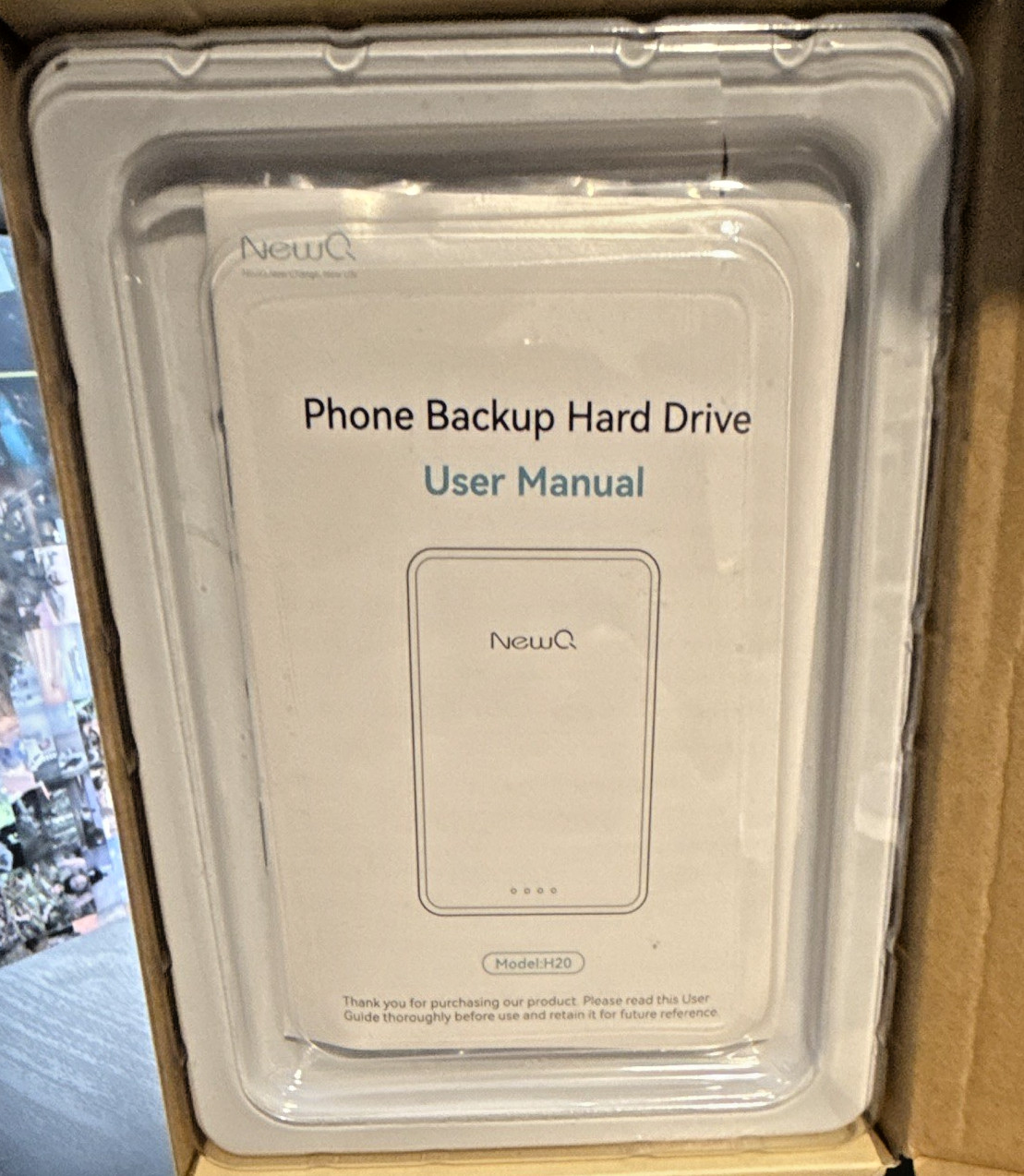 NewQ H20 2TB USB External Drive Phone Backup Hard Drive White
