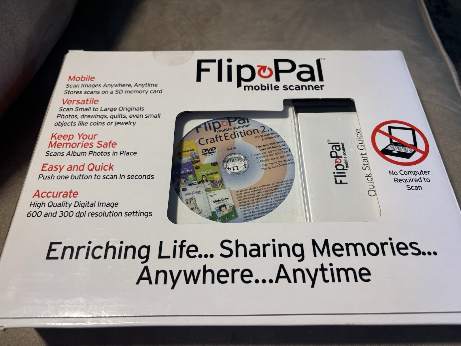 Flip-Pal 100C Mobile Scanner Tested 4GB SD Card USB Adapter Box Manuals Complete