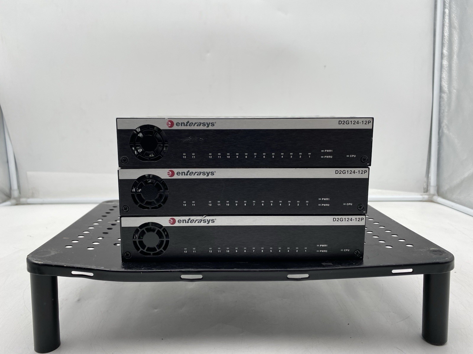 Lot of 3 Enterasys D2G124-12P 12-Port Gigabit Network Switch