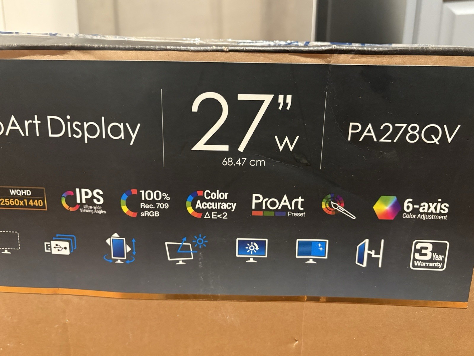 ASUS ProArt Display PA278QV 27” WQHD (2560 x 1440) Monitor, 100% sRGB/Rec. 709