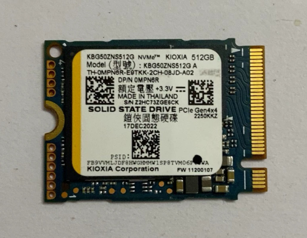 KIOXIA KBG50ZNS512G 512GB M.2 2230 NVMe SSD PCIe4.0 x4 Internal SSD