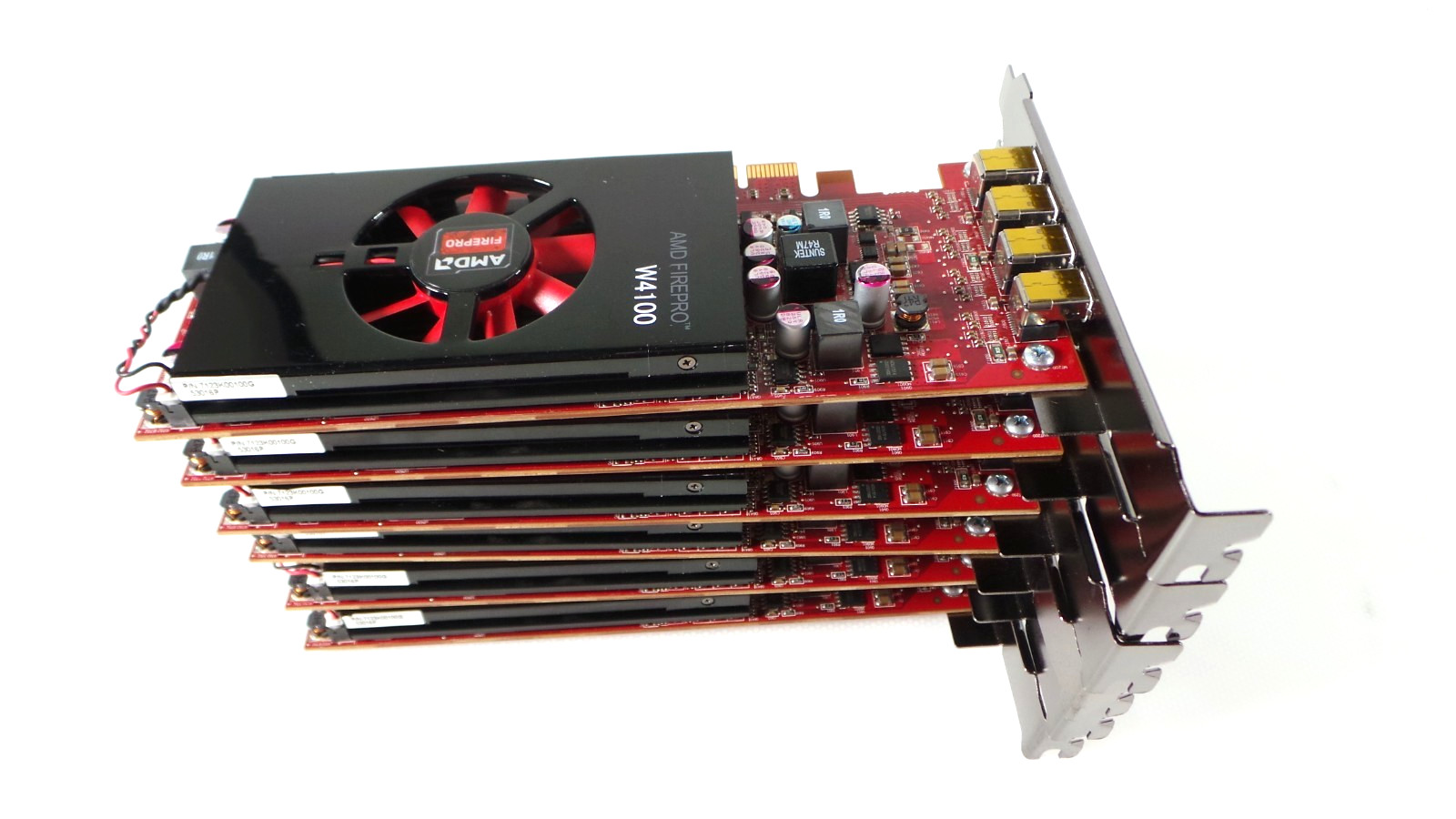 Lot of 6 AMD FirePro W4100 2GB GDDR5 Low Profile 4x mini-DP GPUs Tested