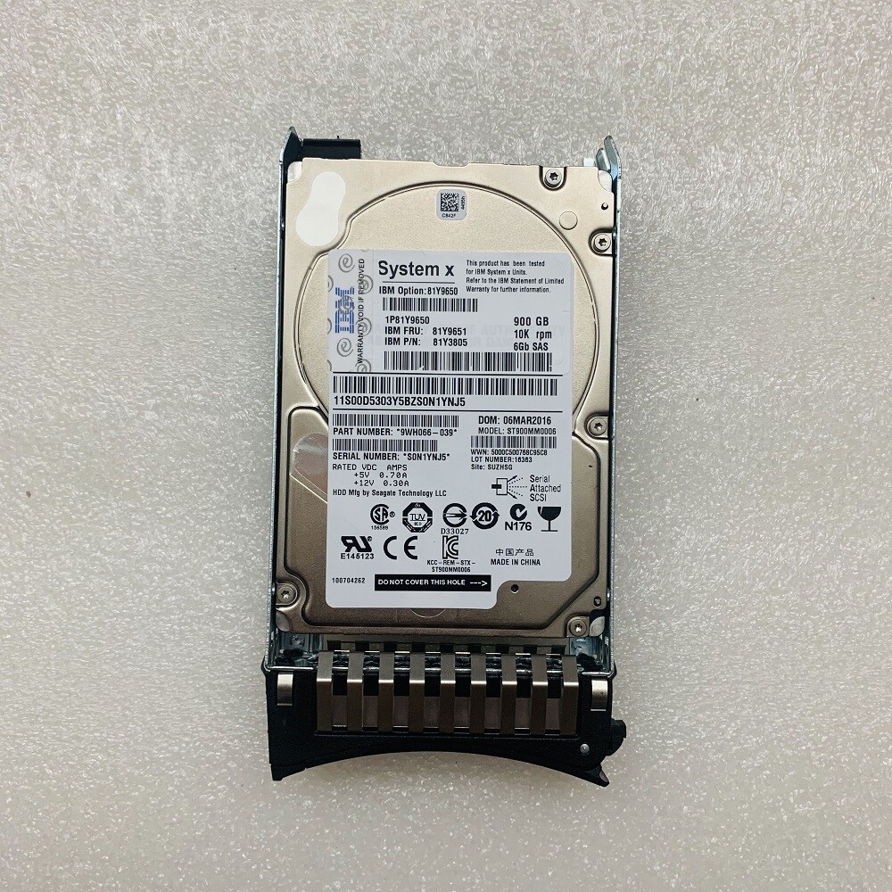 81Y9651 IBM 10K 900GB 6GBPS SAS 2.5 inch-SFF HS Hard Drive 81Y3805 81Y9650