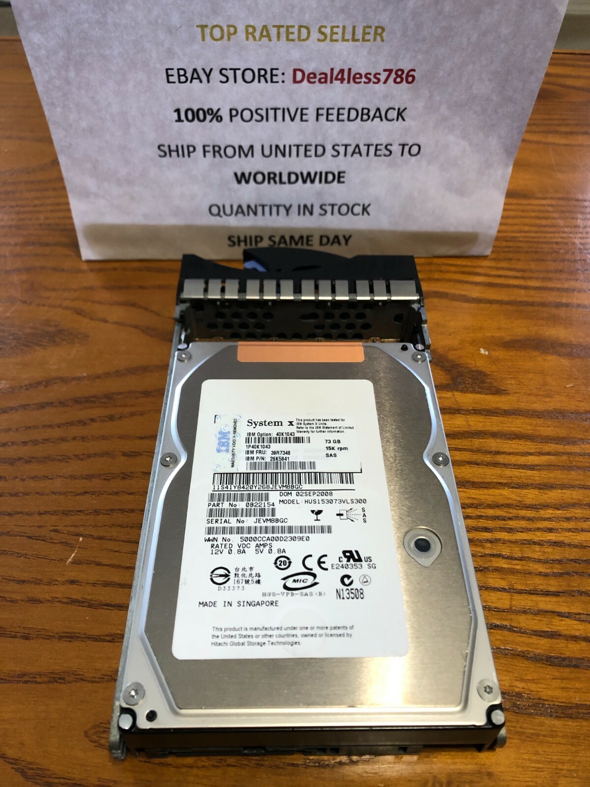 26K5701/39R7348-IBM 73.4GB 15K SAS 3.5IN W/ TRAY 