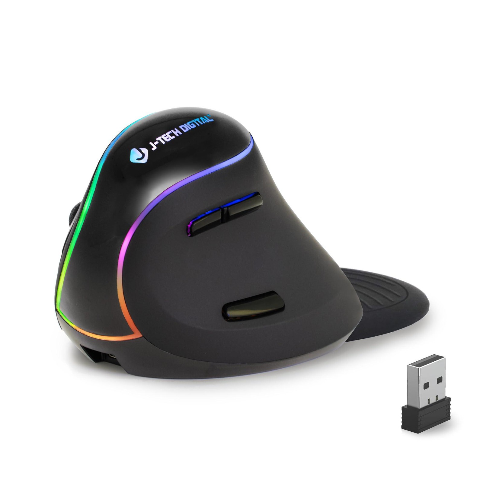 J-Tech Digital Ergonomic Mouse with Wireless Connection, Removable Palm Rest, Th