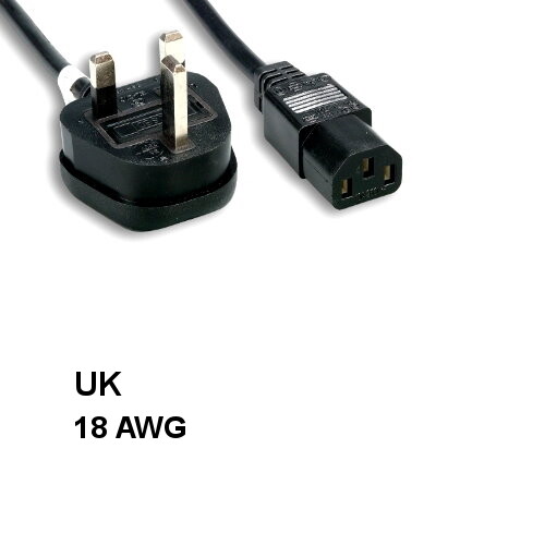 [Lot10] 6Ft UK Britain Power Cord IEC-60320 C13 to BS 1363 18AWG 13A/250V BSI Fu