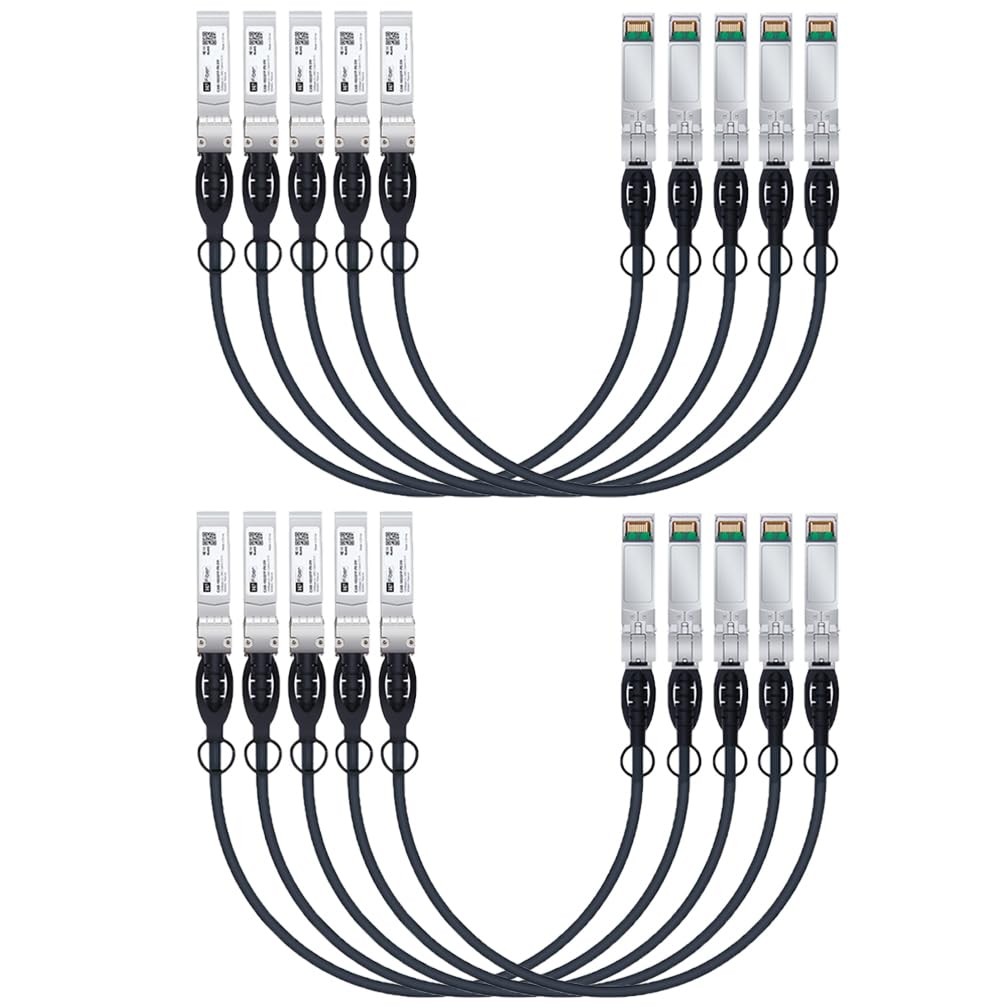 HFiber 10 Pack SFP+ DAC Cable 0.3M for Cisco Ubiquiti TP-Link Mikrotik
