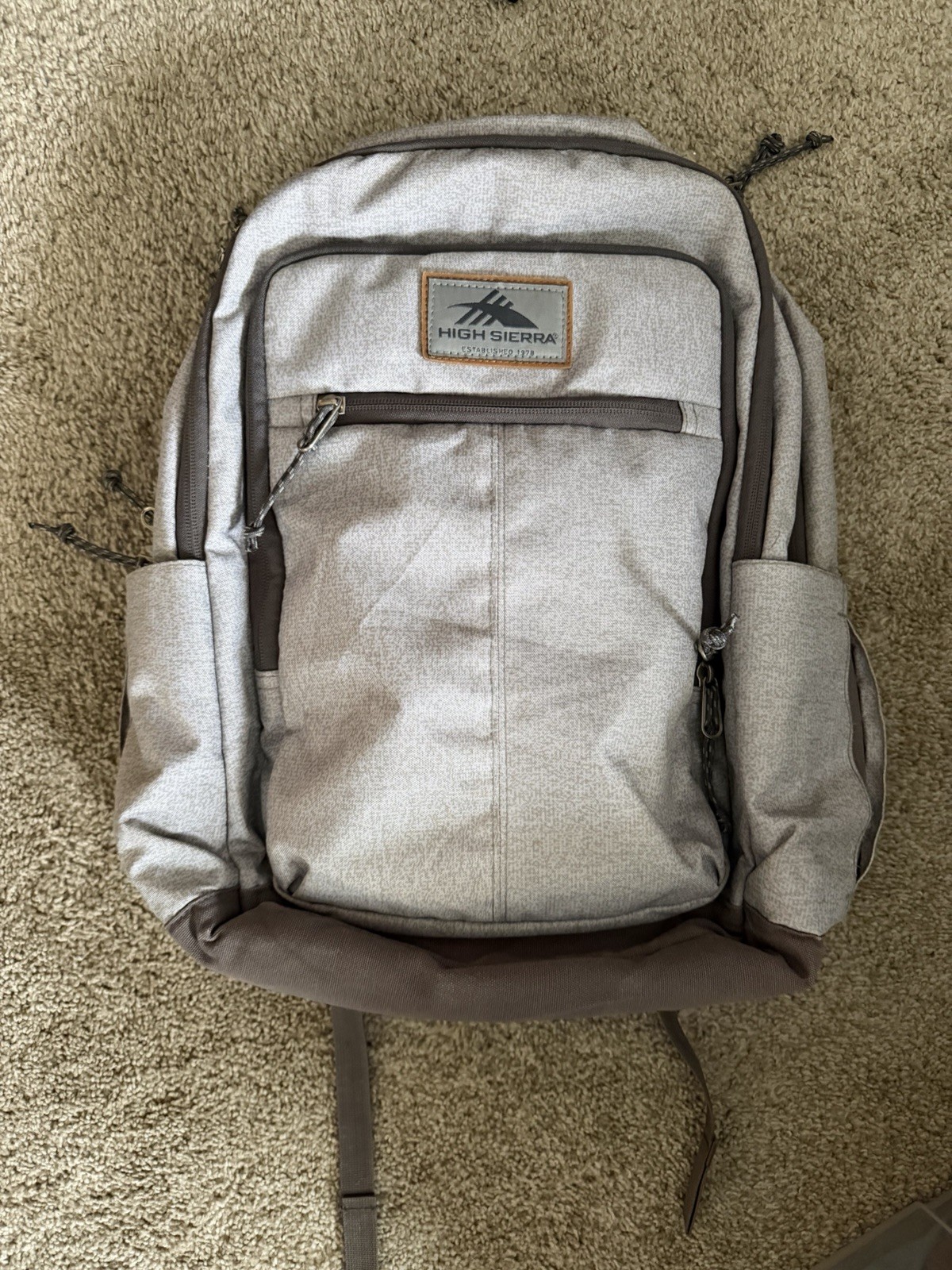 High Sierra Gray Polyester Laptop Backpack 15 in Padded Pockets Adjustable Strap
