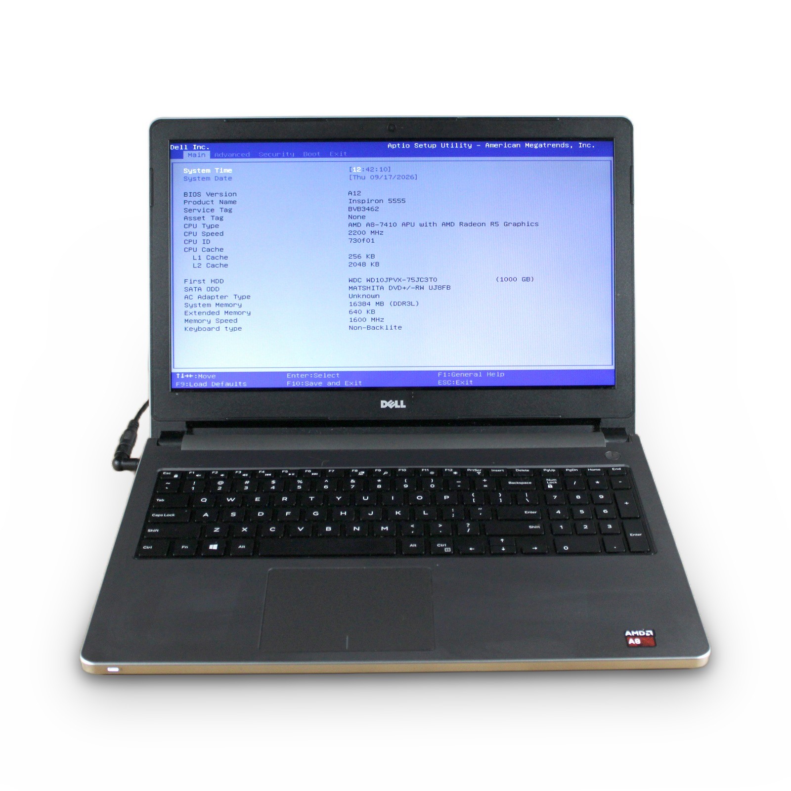 Dell Inspiron 5555 15.6in AMD A8-7410 16GB 1TB HDD Grade B No Battery, OS