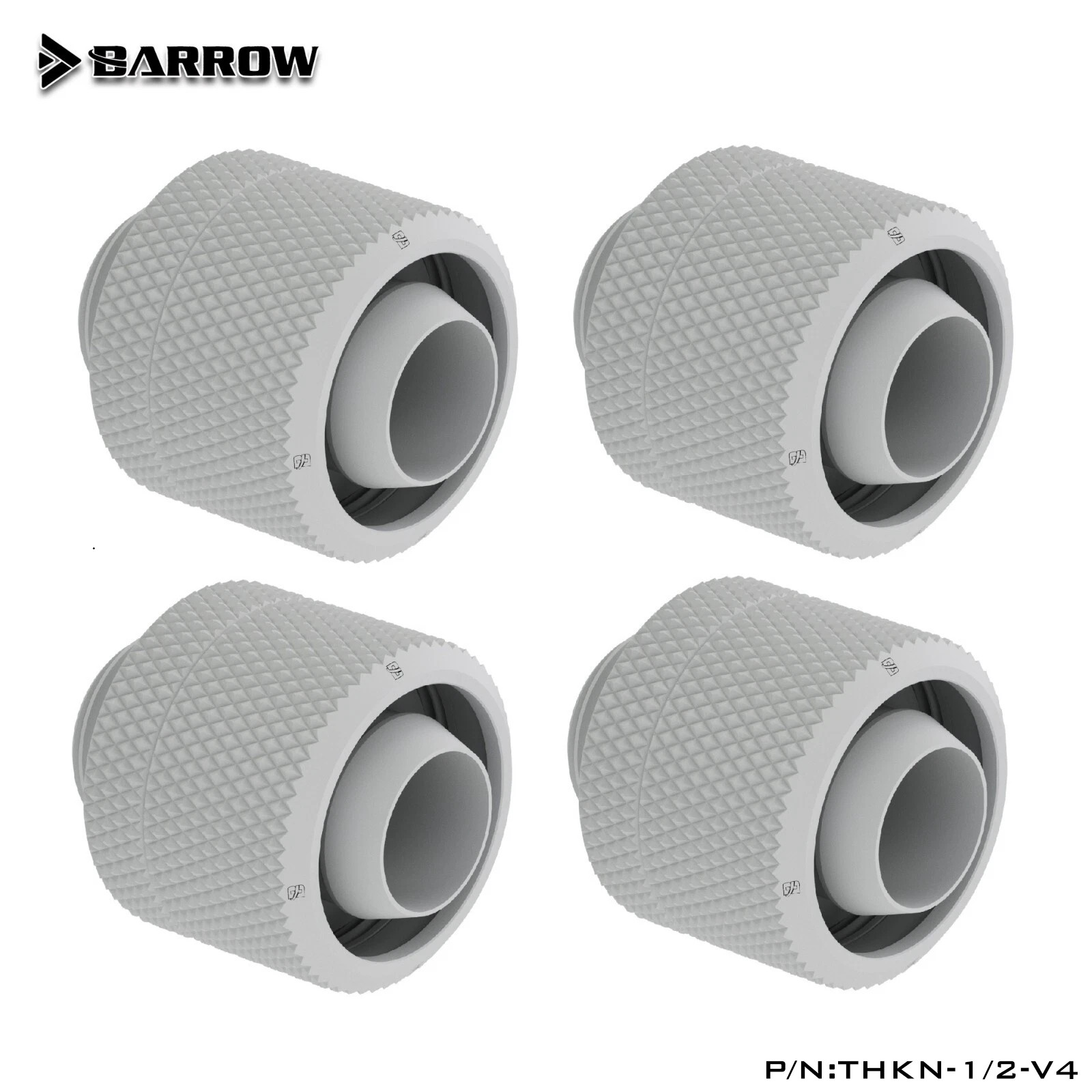 4Pcs Barrow G1/4" to 1/2" ID, 3/4" OD Compression Fitting 13/19mm Tubing White